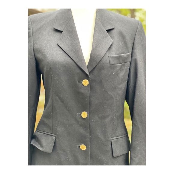 Vintage 80s 90s Burberrys Women’s Wool Blazer Black Single Breasted Sz M - Picture 1 of 14